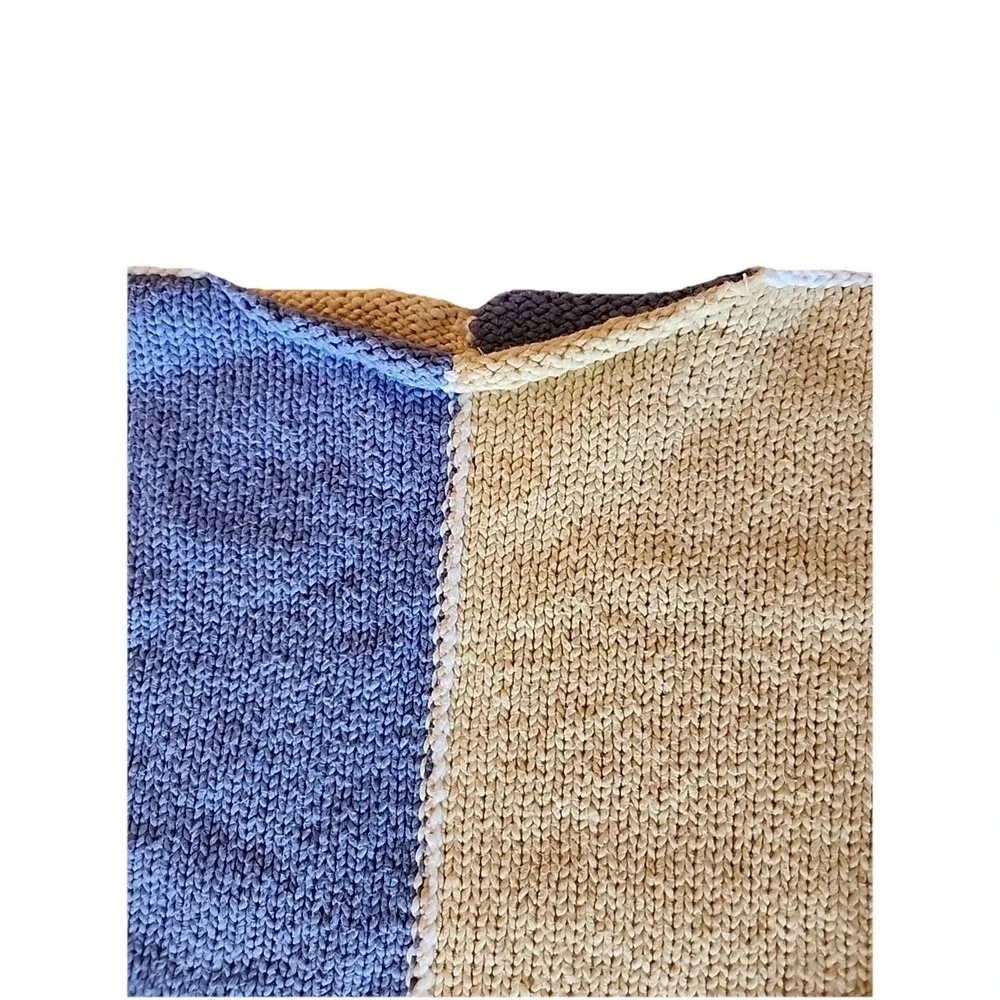 VTG Womens Boxy Pullover Sweater M Roll Neck‎ Pastel Colorblock Cottage Coastal